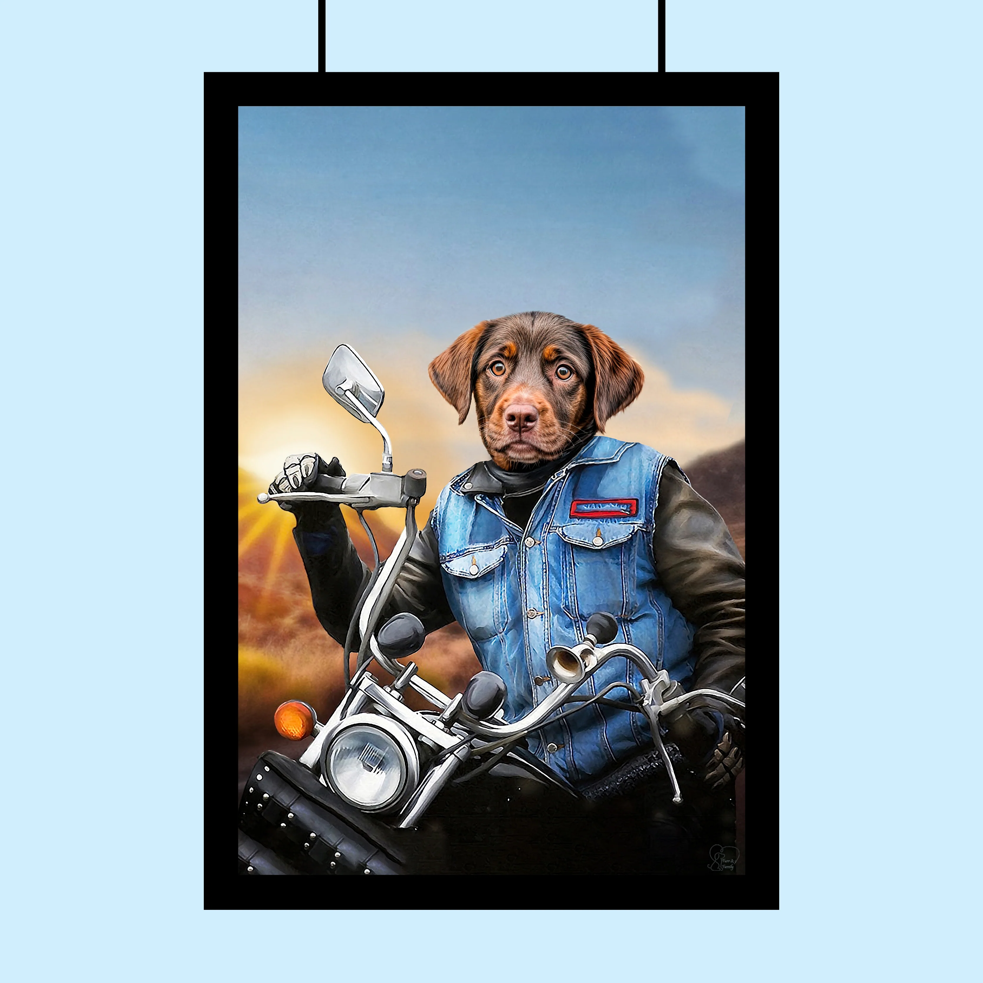 Biker Dog Custom Pet Portrait – Personalized Pet Art Canvas